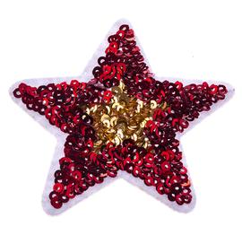 Łata czerwono-złota gwiazda z cekinami 65 mm